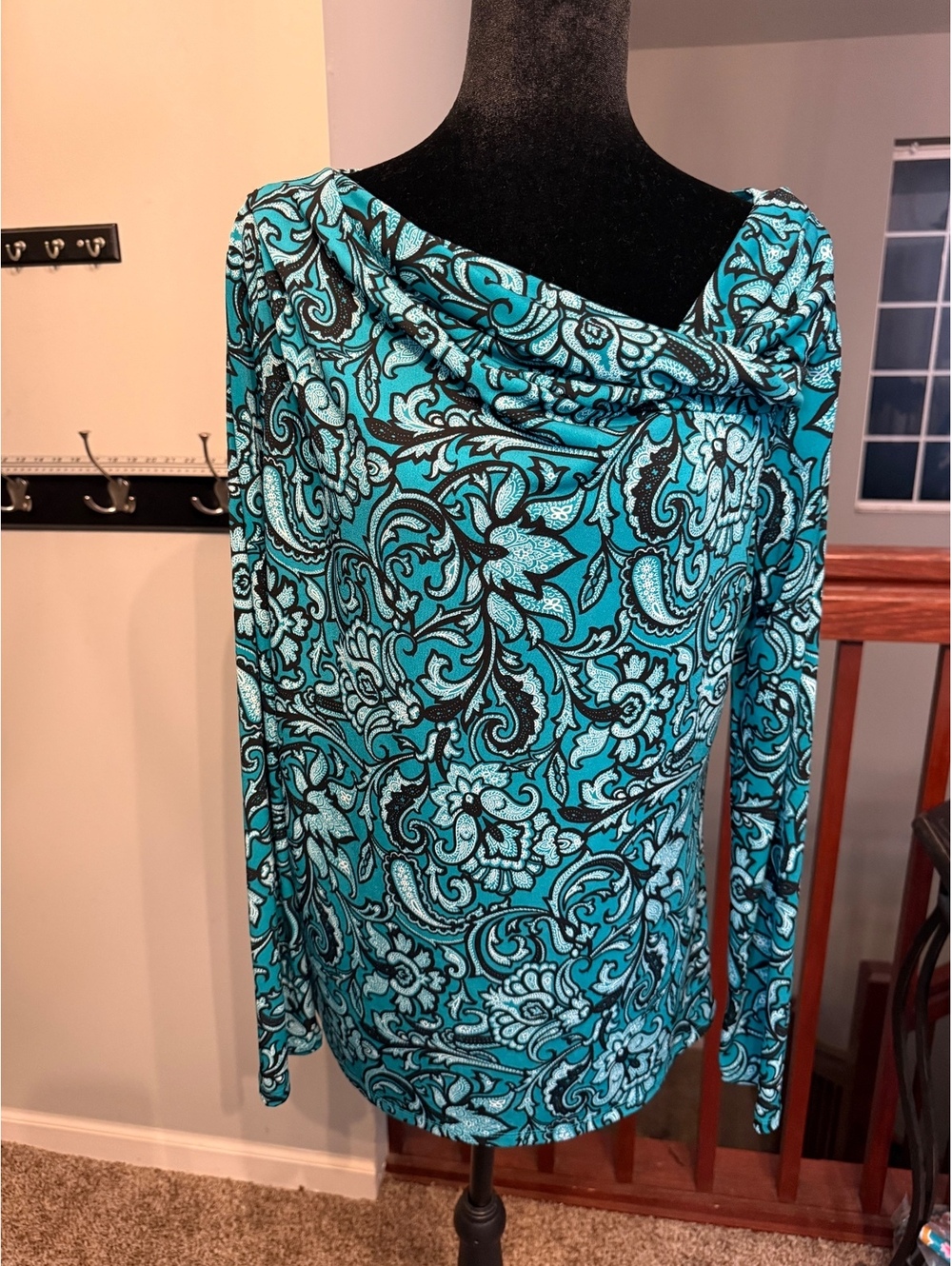 Liz Claiborne Career Women's Long Sleeve Printed Blouse Large